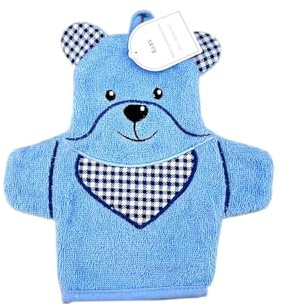Baby Waschhandschuh Bär » Kinder Waschlappen Frottee » ca. 22x 15 cm reine Baumwolle » Wasch Handschuh