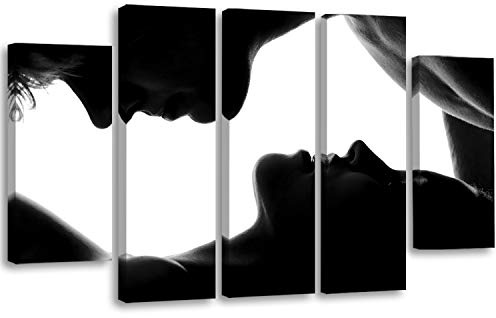 Feeby. Leinwandbild - 5 Teile - Bilder, Wand Bild, Wandbilder, Kunstdruck XXL, 5-Teilig, Typ B, 150x100 cm, LEUTE, MANN, FRAU, KÖRPER, GESICHT, SCHWARZ