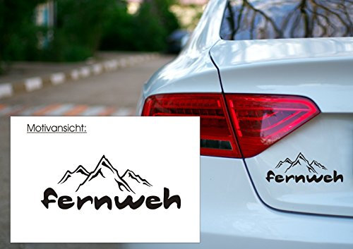 blattwerk-design KFZ Aufkleber - FERNWEH - Sehnsucht - Alpen - Berge - Verschiedene Größen/Farben (200 mm x 75 mm, Silber)