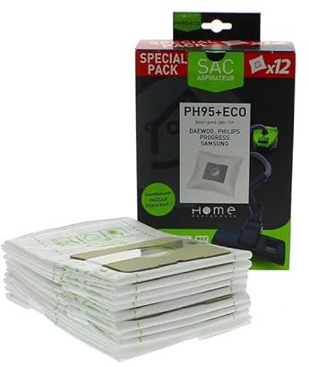 Sacs microfibres adaptable par 12 HEPH95+ECO pour Aspirateur AEG, AKA, ALASKA, ARIETE, AYA, BESTRON, BISSEL, BLUESKY, BOMANN, BSK, CALIFORNIA, CARREFOUR HOME, CHROMEX, CLATRONIC, CURTISS, DAEWO ...