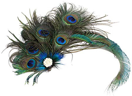 FRCOLOR 1920Er Jahre Pfauenfeder Haarspange Für Damen, Vintage Stil Haarclip, Eleganter Haarschmuck Für Hochzeit Und Party
