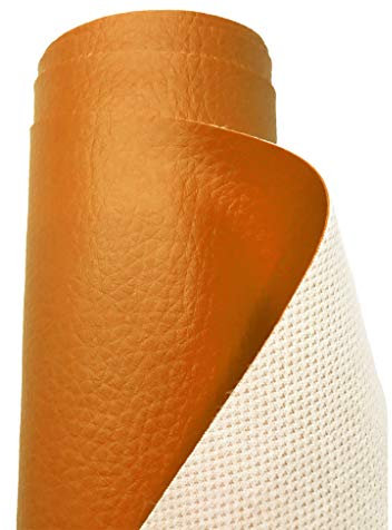 A-Express Premium Gekörnt Wasserdicht Kunstleder Gekörnt Lederimitat Texturiert Lederstoff Meterware - 50cm x 140cm (Gebrannte Orange)