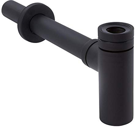 Milano Nero Modern Exposed Bottle Trap for Wall Hung Washstand Basin - Black