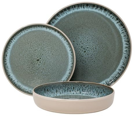 NAMAI - Servizio Piatti 6 Persone - Porcellana - Adatti In Lavastoviglie e Microonde - Servizio Piatti Moderni - Set Piatti 18 Pezzi - Piatti Moderni Particolari (Set Piatti 18 pz)