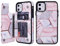 UEEBAI Case for iPhone 11 Pro 5.8, Premium PU Leather Case Geometric Marble Pattern Back Wallet Cover [Two Magnetic Clasp] [Card Slots] Stand Function Durable Shockproof Soft TPU Case - Grey & Pink