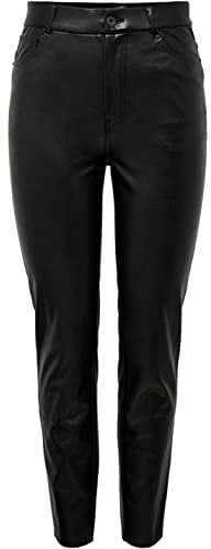 ONLY Pantalon en Simili-Cuir ONLEMILY Taille Haute Regular Fit Pantalon en Simili-Cuir Black XL 32 Black 1 XL / L32