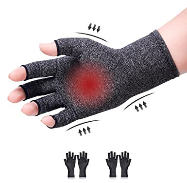 Donfri 2 paia di guanti da artrite, guanti a compressione, senza dita, per alleviare il dolore, per la digitazione e i dolori per uomini e donne artrosi (M, grigio)