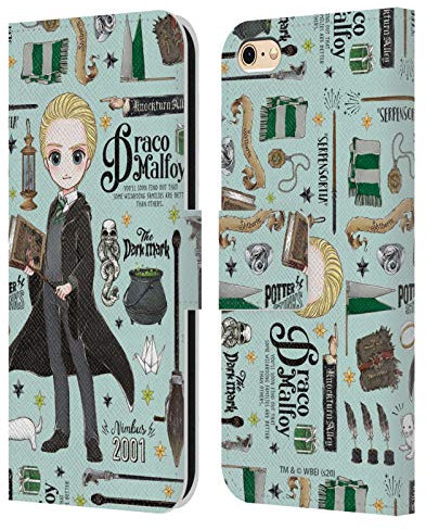 Head Case Designs Officially Licensed Harry Potter Draco Pattern Deathly Hallows XXXVII Leather Wallet Case Compatible With Apple iPhone 6 / iPhone 6s