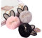 Freesom Lot de 3 Porte Clé Clef Femme Pompon Poil Homme Enfant Pendentif Chat Kawaii Peluche Artificiel Or Original Chic Fantaisie Accessoire de Sac Décoration Voiture Cadeau Pas Cher Noir