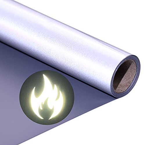 KEGUMINGX Reflective HTV Vinyl Rolls Reflective Heat Transfer Vinyl 12 Inch x 5 Feet Iron On Vinyl for T-Shirts DIY Design, Silhouette Cameo for Heat Press Machine (Light Grey)