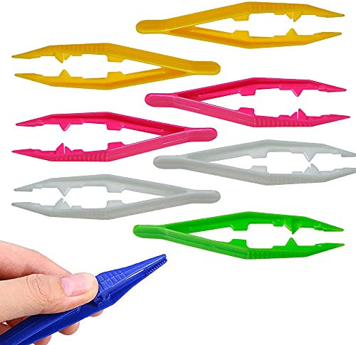MMOBIEL 12 pinzette in plastica leggera con estremità appuntita seghettata per primo soccorso, lavori delicati e lavori di giardinaggio - 365PT12 - Colori assortiti