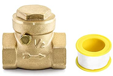 QWORK® Clapet Anti-Retour 1/2 Pouce, Clapet Anti Retour à Filetage Femelle en Laiton pour Éviter le Reflux d'Eau, 232PSI/1.6MPa, DN15