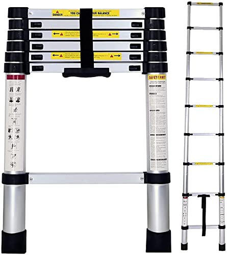 Escalera Telescópica de Aluminio Extensible y Plegable | Compacta, Ligera, Portátil y Antideslizante | Ideal para Uso Doméstico, Profesional, Reformas, Jardín, Taller, Alturas y Almacenamiento