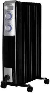 Riscaldatore ad olio con 11 elementi termici. Tre potenze di riscaldamento: 1000 W - 1500 W - 2500 W. Termostato regolabile