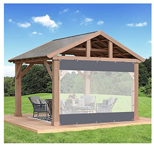 AMDHJ Coupe Vent terrasse pour pergola, bâche de côtés de pergola extérieure Grise de 0,5 mm d'épaisseur, 60 Tailles (Color : Clear Grey, Size : 1.2x1.8m/3.9x5.9ft)