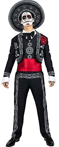 Funidelia Disfraz de Mariachi para Hombre con sombrero, Traje de Día de los Muertos Catrina para adulto, Disfraces de Halloween y Carnaval – Talla L