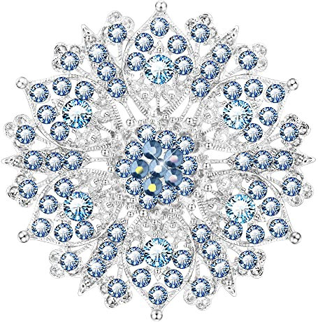 Damen Blumen Brosche Österreich Kristall Blume Schneeflocke Brosche Braut Hochzeit/Party/Geburtstagsgeschenk mit Schmuckschatulle