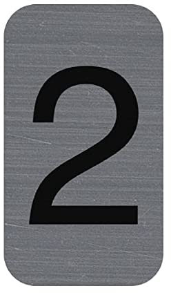 Exacompta - Réf. 67182E - 1 plaque adhésive CHIFFRE 2 - Plaque murale imprimée de signalisation - Sur tous supports - Aspect aluminium brossé - Dimensions : 2,5 x 4,4 cm