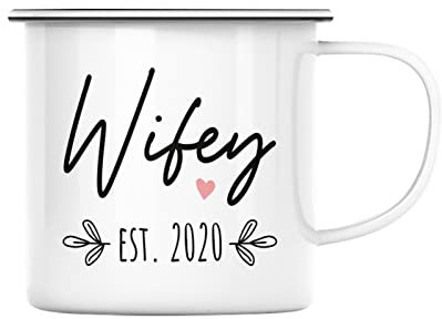 Fabulous Mug en Métal Emaillé A Personnaliser Wife Established Personnalisable Anniversaire de Mariage Couple Cadeau Mariage