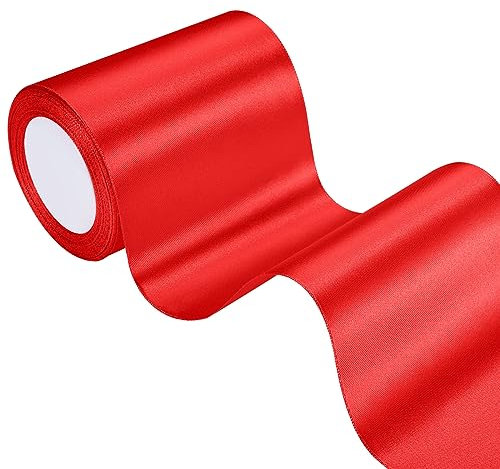 22m x 10cm Ruban Rouge Noel, Ruban Satin Large Gros Ruban Rouge Porte, Noeud de Porte Noel Pour Porte, Emballage Cadeau, Fête, Noël, Mariage, Valentin