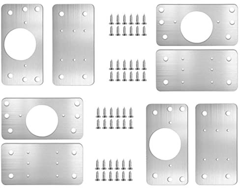 8 pcs placa de reparación de bisagras de gabinete, bisagras de acero inoxidable set de reparación para gabinetes placa de reparación de bisagras de gabinete de acero inoxidable con tornillos