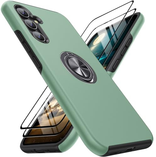 KOVASIA for Galaxy A54 5G Case and 2 Screen Protector, for Samsung A54 5G Case 360°Magnetic Rotating Kickstand Shockproof Phone Case for Samsung A54 5G -6.4''(TPU + PC,Light Green)