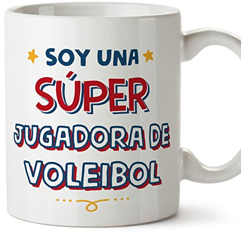 MUGFFINS Tazas para JUGADORA DE VOLEIBOL mujer - En Español - Soy Súper - 11 oz / 330 ml - Regalo original y divertido