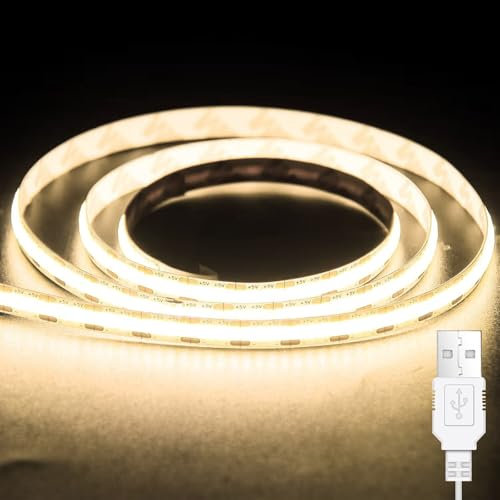 Bigzom COB LED Streifen 2M LED Streifen 600LEDs TV Led Hintergrundbeleuchtung LED Strip CRI90+ 4000k Streifen Warmweiss für Küche,Schlafzimmer,Zuhause DIY Beleuchtung