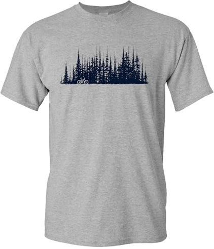 Baddery Fahrrad T-Shirt Herren : Bike Wood - Mountainbike Shirt (Heather Grey S)
