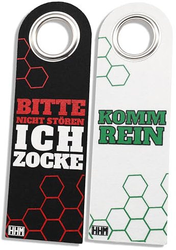 1 Stück HHM® Bitte nicht stören ich Zocke Schild Komm rein Schild Büro Gadgets - nicht stören Türschild aus Filz. Ideal als Zimmer Einrichtung oder Türschild im Büro