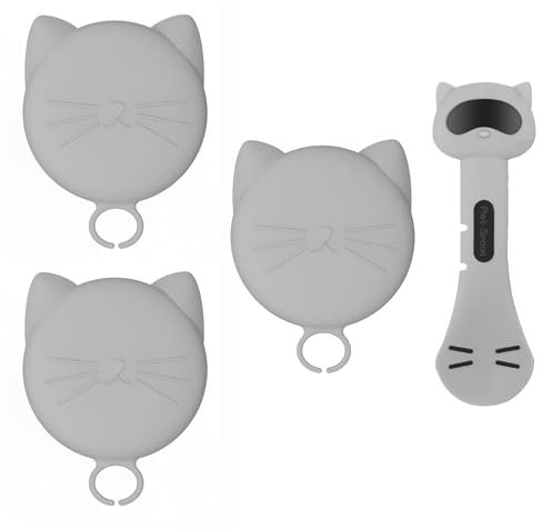 VMINOG Dosendeckel Katzenfutter, Universal silikondeckel für Dosen für Tierfutter(70g, 85g, 200g, 400g usw.), 3 Stück katzenfutter deckel mit 1 Löffel,BPA-frei