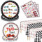 XJLANTTE 122 piezas de decoración para fiesta de segundo cumpleaños de dos coches de carreras rápidos: platos, servilletas, mantel para niños, sirve para 40 invitados (juego de dos Fas-40)