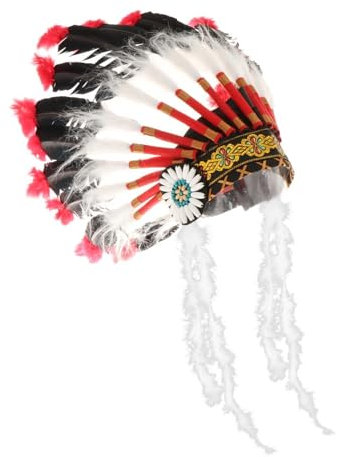 Harilla Feder-Kopfschmuck, amerikanischer Häuptling, Indianer-Ureinwohner-Hut, Kopfbedeckung, Damen und Mädchen, Kopfbedeckung, Stirnband für Festival, Party, Stil G