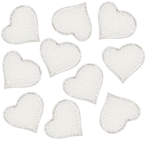 INFUNLY Heart Patches Iron on Adhesive Pearl Patches for Clothing Glitter Rhinestone Heart Applique Patches Bling Rhinestone Appliques for Clothes Shoes Bags Hats Repair Decoration and DIY Accessory