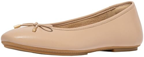 Fitflop Women's DELICATO Bow Soft Leather Ballet Flats Shoe, Classic Beige, 4 UK