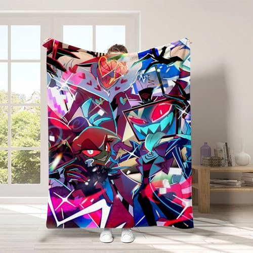 Jilijia Hazbin Hoteldecke, Alastor/Angel Dust, Anime-Decke, ultraweich, Flanell, für alle Jahreszeiten, warme Decke für Zuhause, Bett, Sofa und Reisen