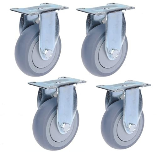 NISMIA Leise Lenkrollen, Leise Schwenkräder mit Bremse, Schwerlast-Möbelrollen, Gewindestangenrollen (4er-Set),A,4 inch