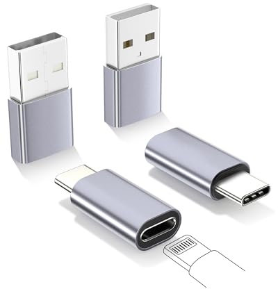 BRV Explorer USB C Adapter 4 Stück, Adapter Lightning auf USB C (2 Pack) & Adapter USB C auf USB (2 Pack), Lightning Buchse auf USB-C Stecker Adapter für iPhone 15/15 Pro/15 Pro Max/15 Plus Samsung