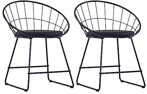 THOYTOUI Esszimmerstühle mit Kunstledersitzen 2 STK. Esstisch stühle Essstühle Gaming-Stuhl Arbeitsstuhl Geeignet für Schlafzimmer Küche Aufenthaltsraum Arbeitszimmer Schwarz Stahl