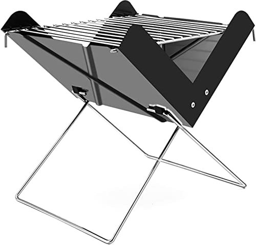 CRBUDY Holzkohlegrills BBQ Holzkohlegrill Tragbarer Barbecue-Grill Klappbarer Holzkohlegrill aus Edelstahl zum Kochen im Freien Camping-Picknick-Werkzeuge
