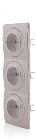 Intratec Nobilis Set 3x Schuko Steckdose Silber Ø60mm 16A/230V & 3er Rahmen ABS Wandmontage vertikal 80x222mm