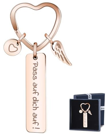 DOUUCO Herz Schlüsselanhänger mit Gravur, Schutzengel Engel ermutigt Frauen Schlüsselanhänger, Beste Freundin Führerschein bestanden Geschenke, Weihnachten Geschenk für frauen, Freundin, Mama