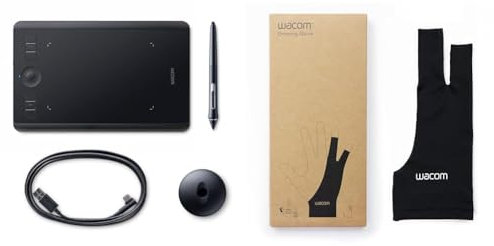 Wacom Intuos Pro S Black with Bluetooth – Drawing Tablet with Pen, Stylus Battery-free & Pressure-se & Drawing Glove – Glove for drawing on a graphic display (for right and left-handers, black)