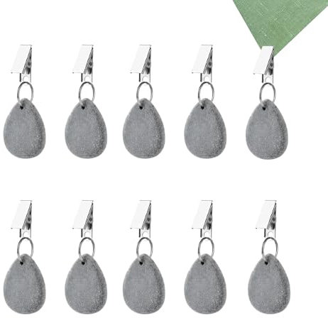 Jilskl 10 Stück Tischdecke Gewichte, Tischdeckenhalter Draußen, Tischdeckenbeschwerer Naturstein Mit Klammer, für Familientreffen, Camping, Hochzeiten, Gartenpicknicks, Grau(3.5 x 4.5cm)