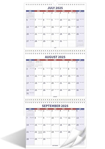 Wandkalender 2026-2027 - 3-Monats-Wandkalender 2026-2027, Januar 2026 - Dezmber 2027, 2-Jahres-Kalender, 3-Monatskalender, vertikale Anzeige (gefaltet in einem Monat), Move-a-Page, 27,9 x 63,5 cm
