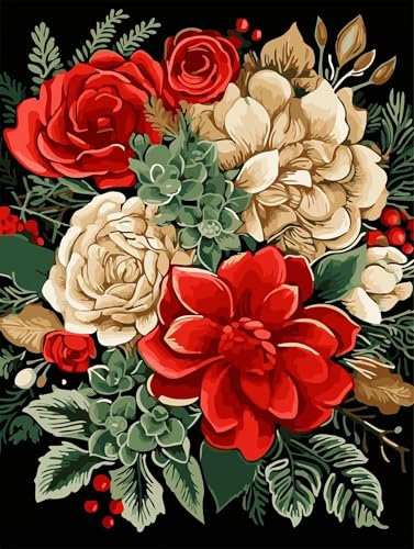 Yoonqun Malen Nach Zahlen Erwachsene,Blumen DIY ohne Rahmen Ölgemälde auf Leinwand Erwachsene Kinder Ölgemälde Kit mit Pinseln und Acrylfarbe für Home Décor 40x50cm