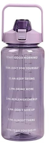 Botella de agua de silicona - Botella de agua transparente de 2 litros | Botella de jarras de agua de vidrio desmontable con marcador de tiempo | Botella portátil con pajita para el hogar, gimnasio, d