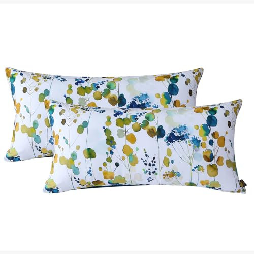 MILDLY Kissenbezug 40x80 Baumwolle, Pflanzenmuster Kühlende Kissenbezüge 2 Teilig mit Reißverschluss, Ähnliche Textur wie Stone Washed Leinen, ÖkoTex Zertifiziert, Tia