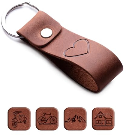 MAGOR Leather Keychain Favorite for Men, Keyring Gift for Women & Men, Birthday & Anniversary, Full Cow Leather (Love)