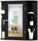 CASART Bathroom Mirror Cabinet, Wall Mounted Storage Cupboard with Single Door and Adjustable Shelves, Wooden Medicine Cabinet Display Organizer Unit for Bathroom Kitchen Living Room (Black)